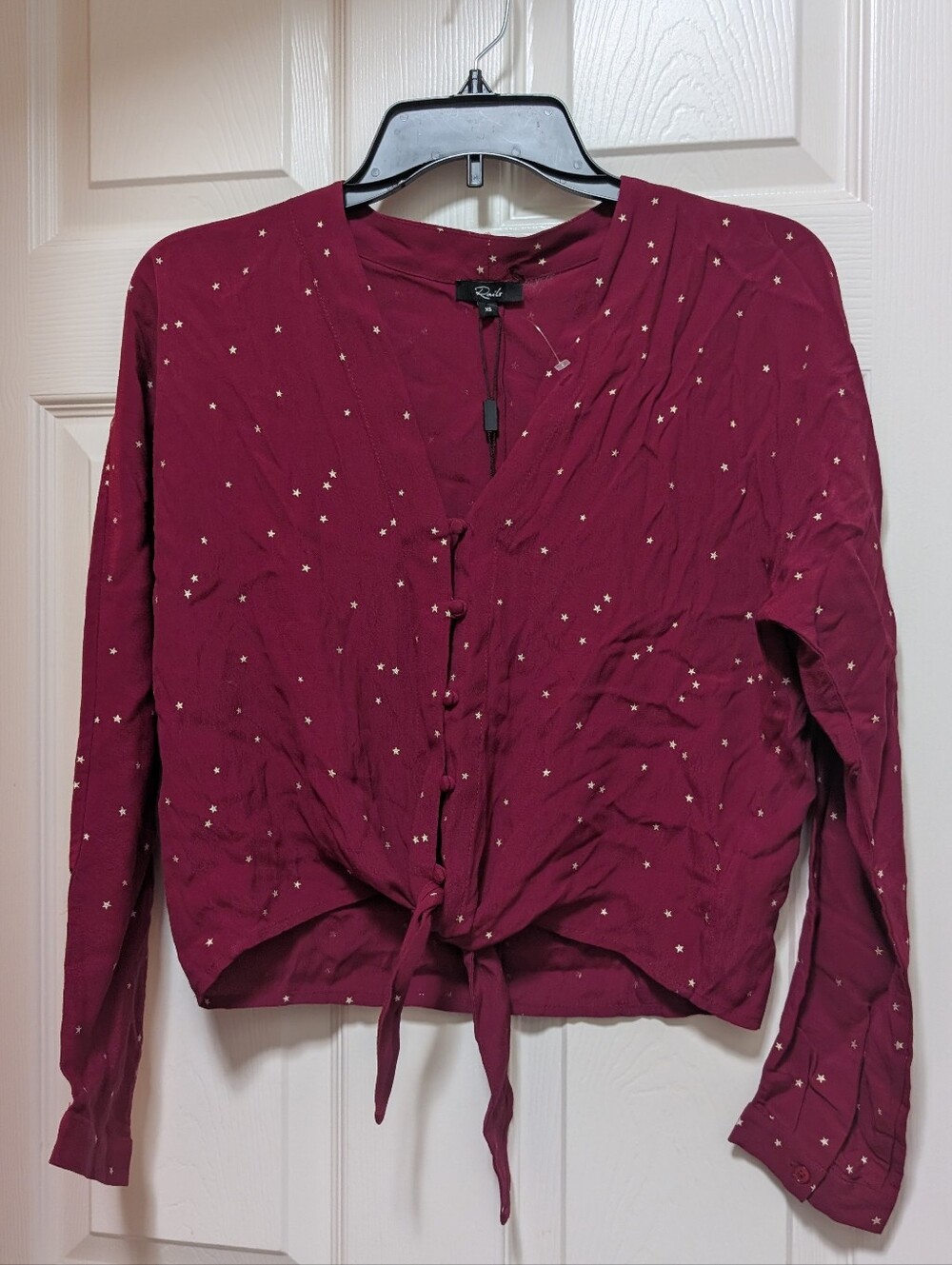 NWT Rails Sloane Red Gradient Stars Blouse Size XS Tie Front Button